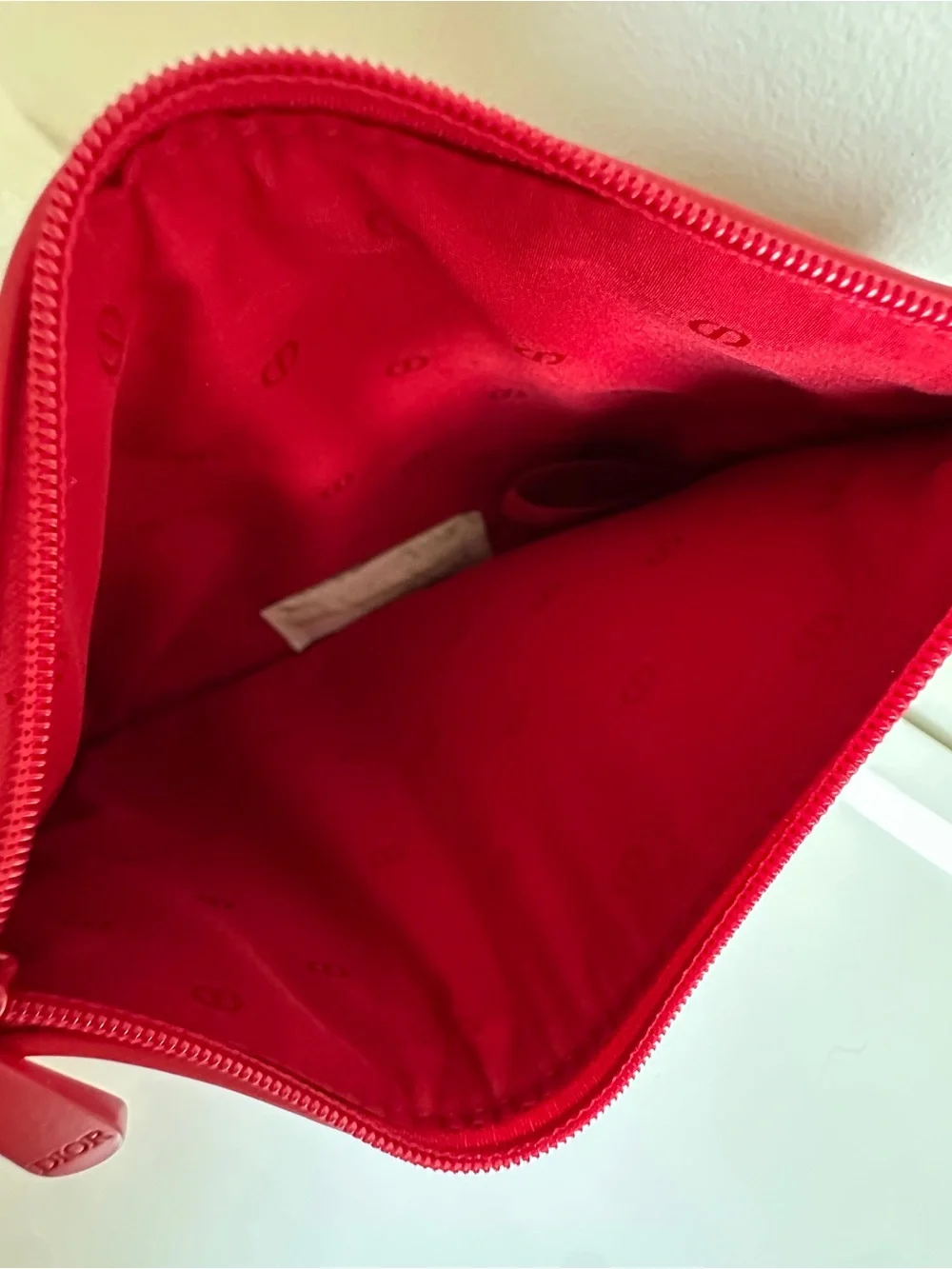 NEW DIOR Red Patent Zippered Makeup Bag Pouch GWP